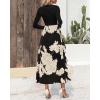 imageBTFBM Womens Floral Maxi Dress Fall Summer Casual Crewneck Long Sleeve Ruffle Flowy Cocktail Wedding Guest DressesWhite Floral Black