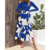 imageBTFBM Womens Floral Maxi Dress Fall Summer Casual Crewneck Long Sleeve Ruffle Flowy Cocktail Wedding Guest DressesWhite Floral Bright Blue
