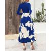 imageBTFBM Womens Floral Maxi Dress Fall Summer Casual Crewneck Long Sleeve Ruffle Flowy Cocktail Wedding Guest DressesWhite Floral Bright Blue