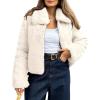 imageBTFBM Faux Fur Jacket Women Fluffy Winter Coats Zip Up Fuzzy Jackets Long Sleeve Furry Coat Shaggy 2025 Fall ClothesBeige