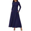 imageBTFBM Long Sleeve Dress for Women 2025 Winter Business Casual Clothes Pleated Fall Wedding Guest Dresses PocketsNavy Blue