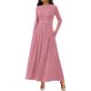 imageBTFBM Long Sleeve Dress for Women 2025 Winter Business Casual Clothes Pleated Fall Wedding Guest Dresses PocketsPink