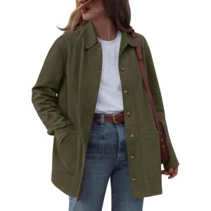 imageBTFBM Faux Suede Jacket Women Fall Fashion 2025 Leather Jackets Long Sleeve Button Down Winter Coats Shackets OuterwearArmy Green