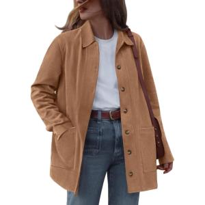 imageBTFBM Faux Suede Jacket Women Fall Fashion 2025 Leather Jackets Long Sleeve Button Down Winter Coats Shackets OuterwearKhaki