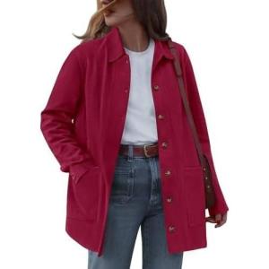 imageBTFBM Faux Suede Jacket Women Fall Fashion 2025 Leather Jackets Long Sleeve Button Down Winter Coats Shackets OuterwearRed
