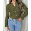 imageBTFBM Long Sleeve Lace Blouses for Women 2025 Spring Dressy Casual Button Down Shirts Date Night Outfit Club Party TopsArmy Green