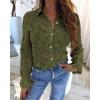imageBTFBM Long Sleeve Lace Blouses for Women 2025 Spring Dressy Casual Button Down Shirts Date Night Outfit Club Party TopsArmy Green