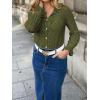 imageBTFBM Long Sleeve Lace Blouses for Women 2025 Spring Dressy Casual Button Down Shirts Date Night Outfit Club Party TopsArmy Green