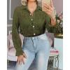 imageBTFBM Long Sleeve Lace Blouses for Women 2025 Spring Dressy Casual Button Down Shirts Date Night Outfit Club Party TopsArmy Green