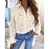 imageBTFBM Long Sleeve Lace Blouses for Women 2025 Spring Dressy Casual Button Down Shirts Date Night Outfit Club Party TopsBeige
