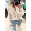imageBTFBM Long Sleeve Lace Blouses for Women 2025 Spring Dressy Casual Button Down Shirts Date Night Outfit Club Party TopsBeige