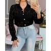 imageBTFBM Long Sleeve Lace Blouses for Women 2025 Spring Dressy Casual Button Down Shirts Date Night Outfit Club Party TopsBlack
