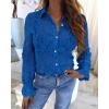 imageBTFBM Long Sleeve Lace Blouses for Women 2025 Spring Dressy Casual Button Down Shirts Date Night Outfit Club Party TopsBlue