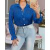imageBTFBM Long Sleeve Lace Blouses for Women 2025 Spring Dressy Casual Button Down Shirts Date Night Outfit Club Party TopsBlue