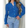 imageBTFBM Long Sleeve Lace Blouses for Women 2025 Spring Dressy Casual Button Down Shirts Date Night Outfit Club Party TopsBlue