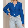 imageBTFBM Long Sleeve Lace Blouses for Women 2025 Spring Dressy Casual Button Down Shirts Date Night Outfit Club Party TopsBlue