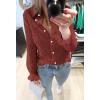 imageBTFBM Long Sleeve Lace Blouses for Women 2025 Spring Dressy Casual Button Down Shirts Date Night Outfit Club Party TopsBrown Red