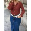 imageBTFBM Long Sleeve Lace Blouses for Women 2025 Spring Dressy Casual Button Down Shirts Date Night Outfit Club Party TopsBrown Red