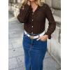 imageBTFBM Long Sleeve Lace Blouses for Women 2025 Spring Dressy Casual Button Down Shirts Date Night Outfit Club Party TopsCoffee