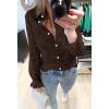 imageBTFBM Long Sleeve Lace Blouses for Women 2025 Spring Dressy Casual Button Down Shirts Date Night Outfit Club Party TopsCoffee