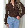 imageBTFBM Long Sleeve Lace Blouses for Women 2025 Spring Dressy Casual Button Down Shirts Date Night Outfit Club Party TopsCoffee