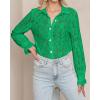 imageBTFBM Long Sleeve Lace Blouses for Women 2025 Spring Dressy Casual Button Down Shirts Date Night Outfit Club Party TopsGreen