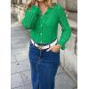 imageBTFBM Long Sleeve Lace Blouses for Women 2025 Spring Dressy Casual Button Down Shirts Date Night Outfit Club Party TopsGreen