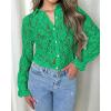 imageBTFBM Long Sleeve Lace Blouses for Women 2025 Spring Dressy Casual Button Down Shirts Date Night Outfit Club Party TopsGreen