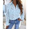imageBTFBM Long Sleeve Lace Blouses for Women 2025 Spring Dressy Casual Button Down Shirts Date Night Outfit Club Party TopsLight Blue