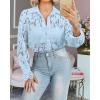 imageBTFBM Long Sleeve Lace Blouses for Women 2025 Spring Dressy Casual Button Down Shirts Date Night Outfit Club Party TopsLight Blue