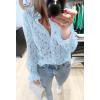 imageBTFBM Long Sleeve Lace Blouses for Women 2025 Spring Dressy Casual Button Down Shirts Date Night Outfit Club Party TopsLight Blue