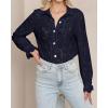imageBTFBM Long Sleeve Lace Blouses for Women 2025 Spring Dressy Casual Button Down Shirts Date Night Outfit Club Party TopsNavy