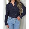 imageBTFBM Long Sleeve Lace Blouses for Women 2025 Spring Dressy Casual Button Down Shirts Date Night Outfit Club Party TopsNavy