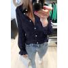 imageBTFBM Long Sleeve Lace Blouses for Women 2025 Spring Dressy Casual Button Down Shirts Date Night Outfit Club Party TopsNavy
