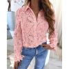 imageBTFBM Long Sleeve Lace Blouses for Women 2025 Spring Dressy Casual Button Down Shirts Date Night Outfit Club Party TopsPink