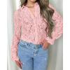 imageBTFBM Long Sleeve Lace Blouses for Women 2025 Spring Dressy Casual Button Down Shirts Date Night Outfit Club Party TopsPink