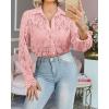imageBTFBM Long Sleeve Lace Blouses for Women 2025 Spring Dressy Casual Button Down Shirts Date Night Outfit Club Party TopsPink