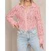 imageBTFBM Long Sleeve Lace Blouses for Women 2025 Spring Dressy Casual Button Down Shirts Date Night Outfit Club Party TopsPink