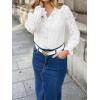imageBTFBM Long Sleeve Lace Blouses for Women 2025 Spring Dressy Casual Button Down Shirts Date Night Outfit Club Party TopsWhite
