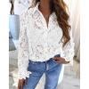 imageBTFBM Long Sleeve Lace Blouses for Women 2025 Spring Dressy Casual Button Down Shirts Date Night Outfit Club Party TopsWhite