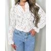 imageBTFBM Long Sleeve Lace Blouses for Women 2025 Spring Dressy Casual Button Down Shirts Date Night Outfit Club Party TopsWhite