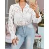 imageBTFBM Long Sleeve Lace Blouses for Women 2025 Spring Dressy Casual Button Down Shirts Date Night Outfit Club Party TopsWhite