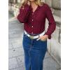 imageBTFBM Long Sleeve Lace Blouses for Women 2025 Spring Dressy Casual Button Down Shirts Date Night Outfit Club Party TopsWine Red