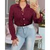imageBTFBM Long Sleeve Lace Blouses for Women 2025 Spring Dressy Casual Button Down Shirts Date Night Outfit Club Party TopsWine Red