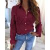 imageBTFBM Long Sleeve Lace Blouses for Women 2025 Spring Dressy Casual Button Down Shirts Date Night Outfit Club Party TopsWine Red