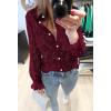 imageBTFBM Long Sleeve Lace Blouses for Women 2025 Spring Dressy Casual Button Down Shirts Date Night Outfit Club Party TopsWine Red