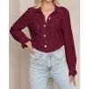 imageBTFBM Long Sleeve Lace Blouses for Women 2025 Spring Dressy Casual Button Down Shirts Date Night Outfit Club Party TopsWine Red