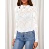 imageBTFBM Mesh Long Sleeve Tops for Women Lace Sexy Sheer See Through Crew Neck Tight Shirt Fall 2025 Party Club OutfitsWhite