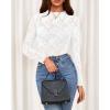 imageBTFBM Mesh Long Sleeve Tops for Women Lace Sexy Sheer See Through Crew Neck Tight Shirt Fall 2025 Party Club OutfitsWhite