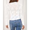imageBTFBM Mesh Long Sleeve Tops for Women Lace Sexy Sheer See Through Crew Neck Tight Shirt Fall 2025 Party Club OutfitsWhite